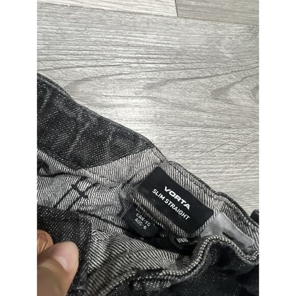 Volcom Pants Kids Vorta Slim Straight Size 7 Dark Black Denim - Picture 2 of 5